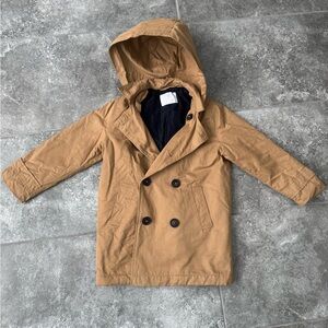 Zara windbreaker long trend coat beige kid size 6